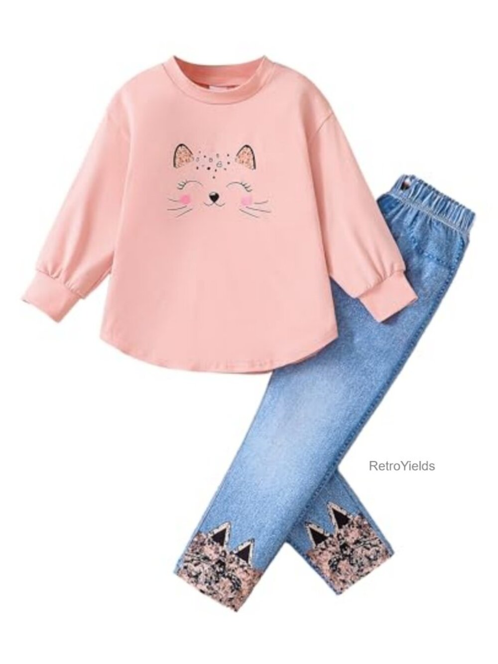 Toddler Girl 2-Piece Long Sleeve Top & Pants Set, 95% Polyester 5% Spandex,